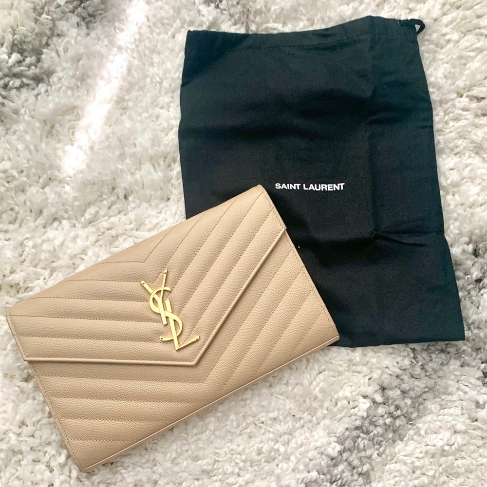 Saint Laurent Quilted Envelope Wallet on Chain